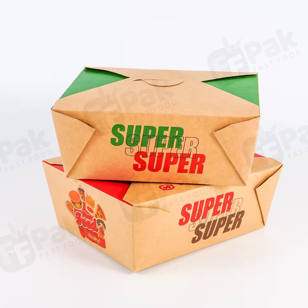 Custom Greaseproof Biodegradable Packaging Fast Food Kraft Paper Box - Fastfoodpak