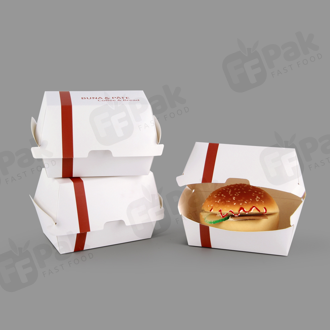 Eco Friendly Compostable Kraft Paper Take Away Food Burger Hamburger Box