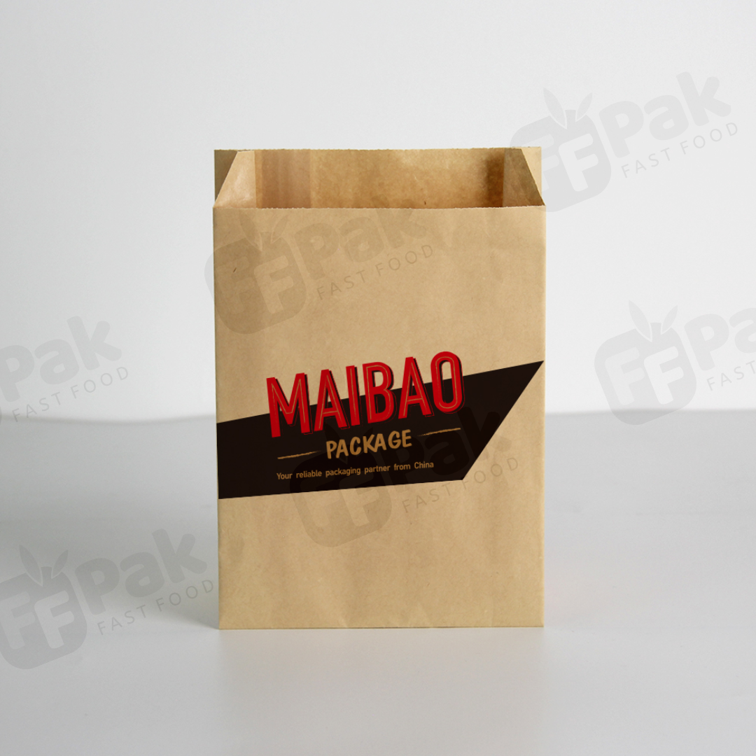 Venta al por mayor, logotipo impreso personalizado, hamburguesa para llevar, papas fritas, pollo, comida rápida, bolsa de papel Kraft marrón