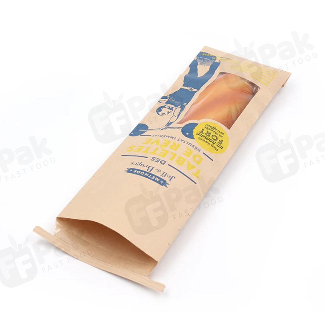 Waterproof Takeaway Food Paper Bag Take Away Food Packing Bag with Tin Tie