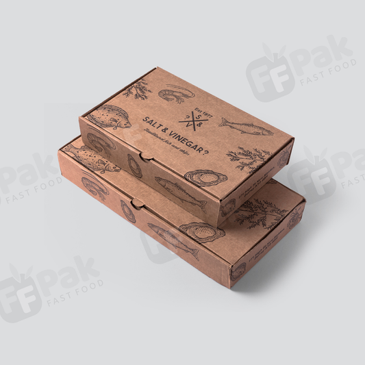 Custom Logo Fast Food Paper Packaging Fish Chips Takeout To Go Box