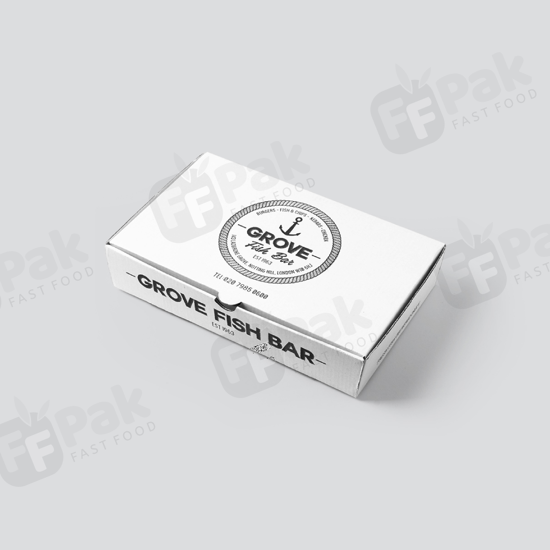 Custom Logo Fast Food Paper Packaging Fish Chips Takeout To Go Box