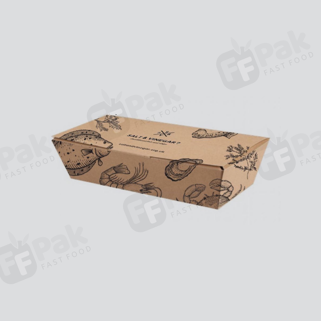 Custom Logo Fast Food Paper Packaging Fish Chips Takeout To Go Box