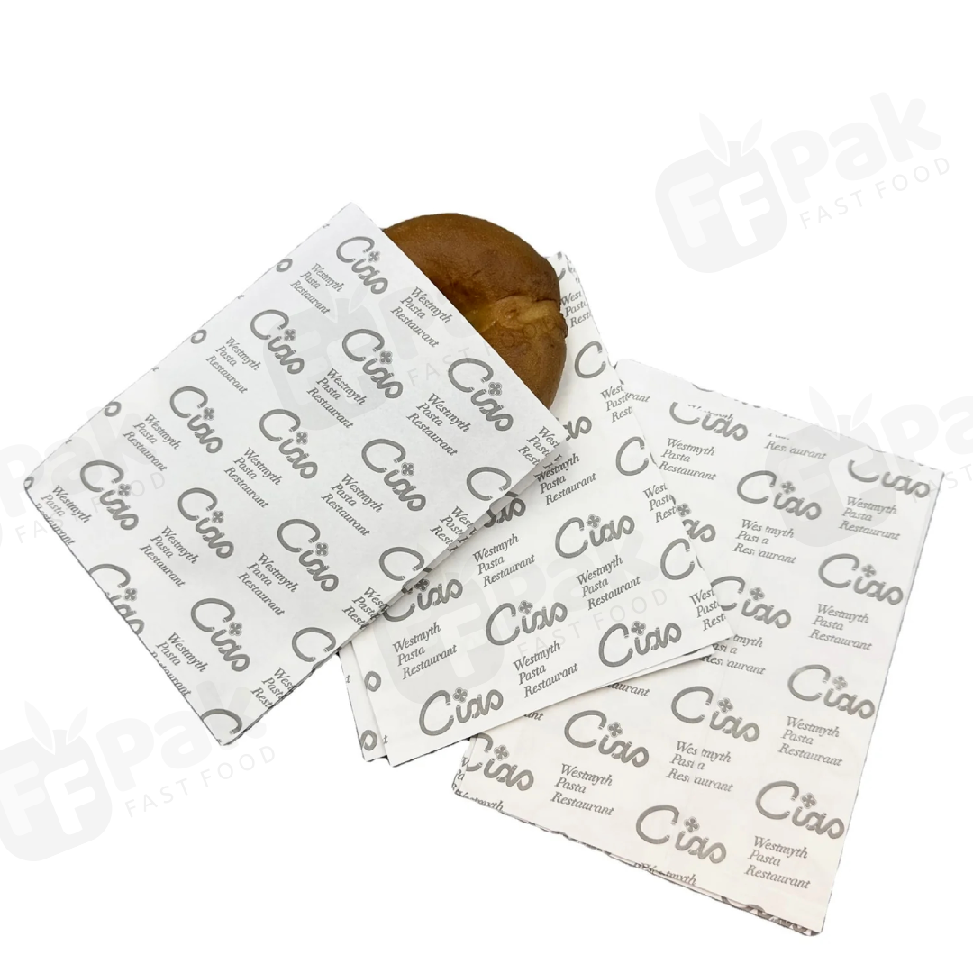 Custom printed Food Grade Flat Burger Donut Packing Satchel Paper Bag