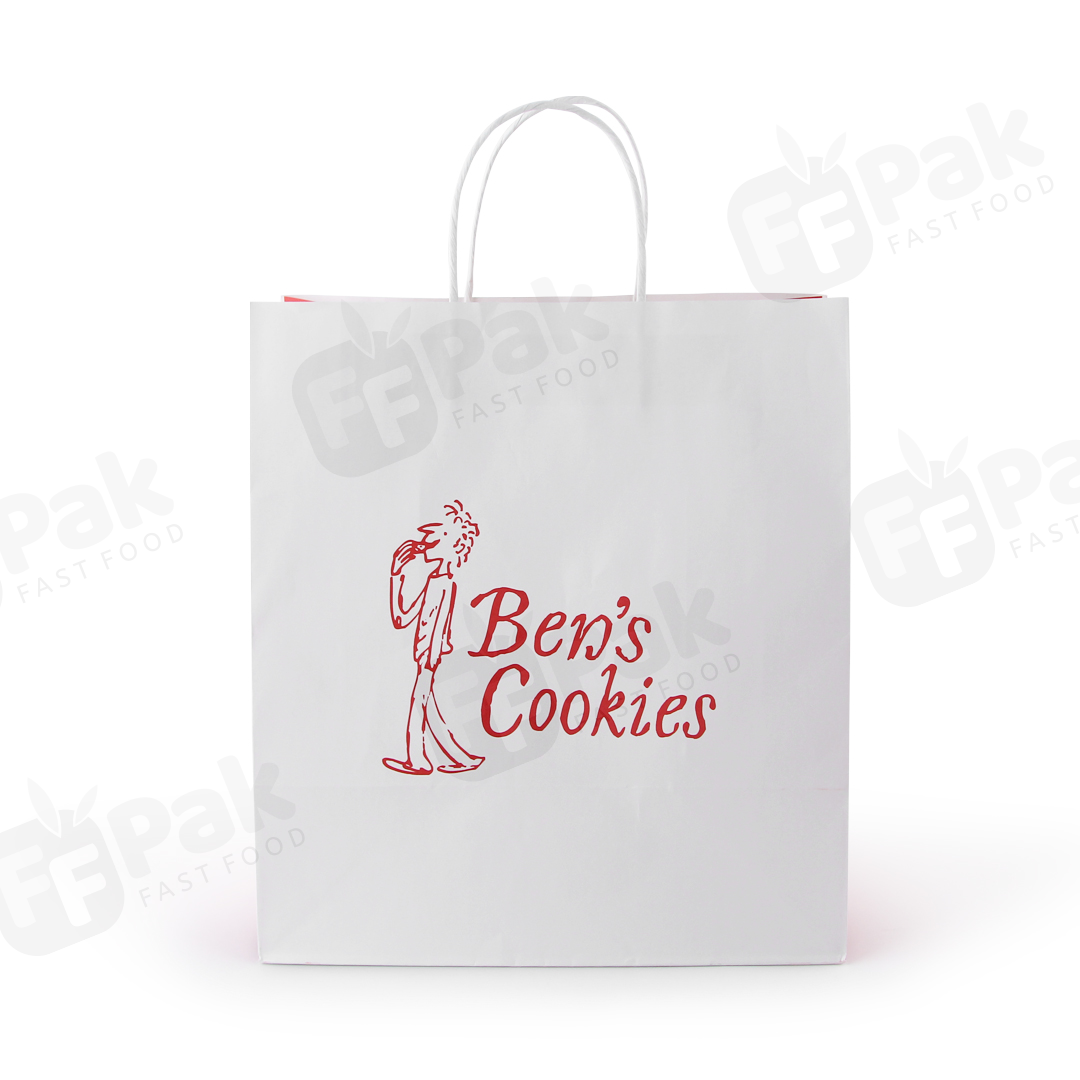 Custom Printing Eco Friendly Recycle Food Take Away Kraft Paper Bag Handles