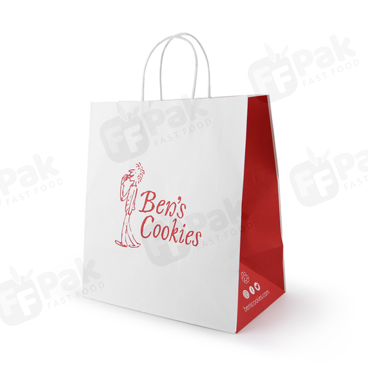 Custom Printing Eco Friendly Recycle Food Take Away Kraft Paper Bag Handles