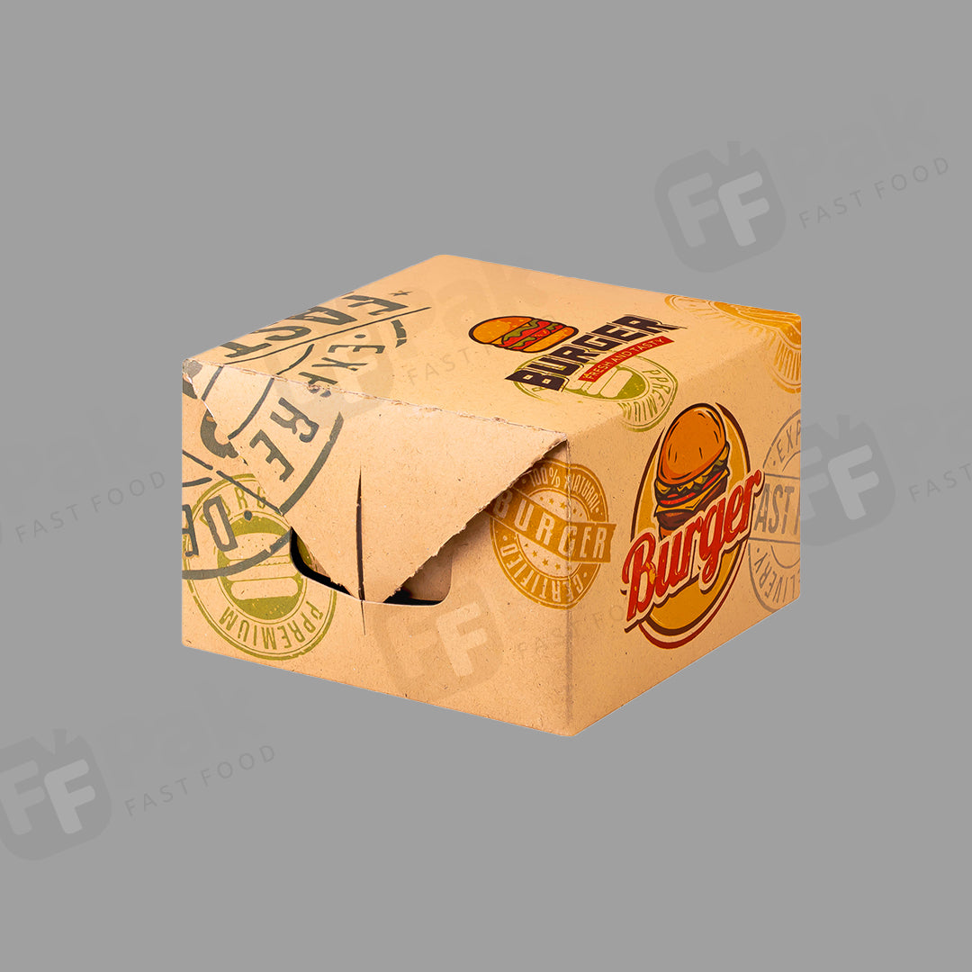 Customized Foldable Clamshell Fast Food Take Away Kraft Packing Burger Box