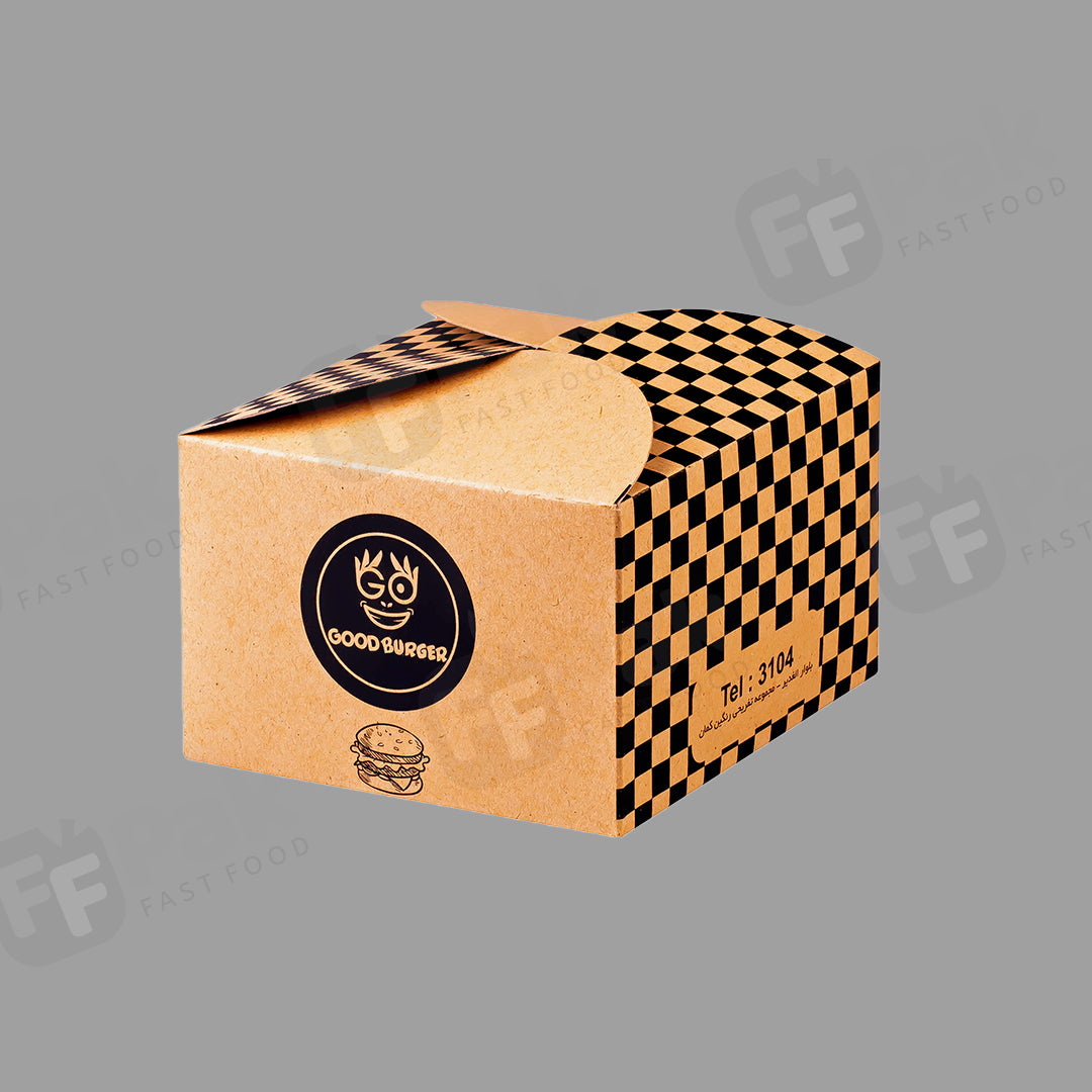 Customized Foldable Clamshell Fast Food Take Away Kraft Packing Burger Box