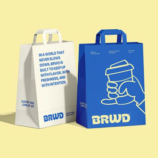 La nourriture écologique de recyclage d'impression personnalisée emporte les poignées de sac en papier kraft