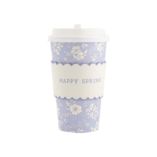 Floral Design Disposable Coffee Cups for Cafes and Takeout