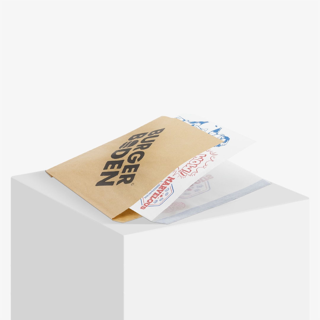 Bolso de empaquetado a prueba de grasa pequeño del bocado de la bolsa de papel de Kraft de la comida del restaurante de los patrones de encargo