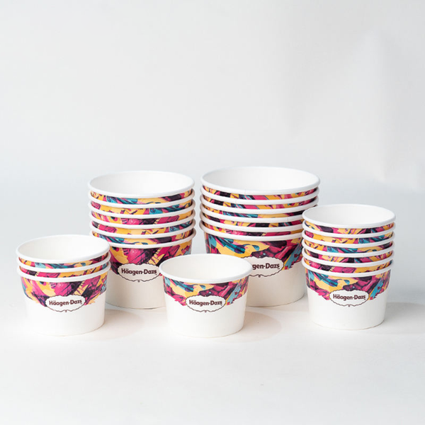 Custom Printed Disposable Yogurt Ice Cream Paper Cup Paper Bowl with Lid - Fastfoodpak
