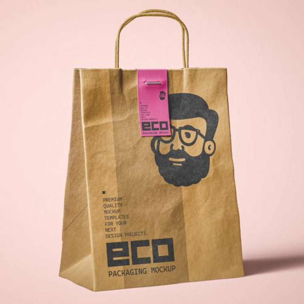 La nourriture écologique de recyclage d'impression personnalisée emporte les poignées de sac en papier kraft