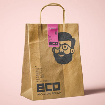 La nourriture écologique de recyclage d'impression personnalisée emporte les poignées de sac en papier kraft