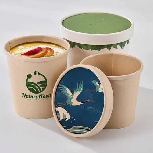Takeaway Paper Bowls with Secure Lids for Food Delivery