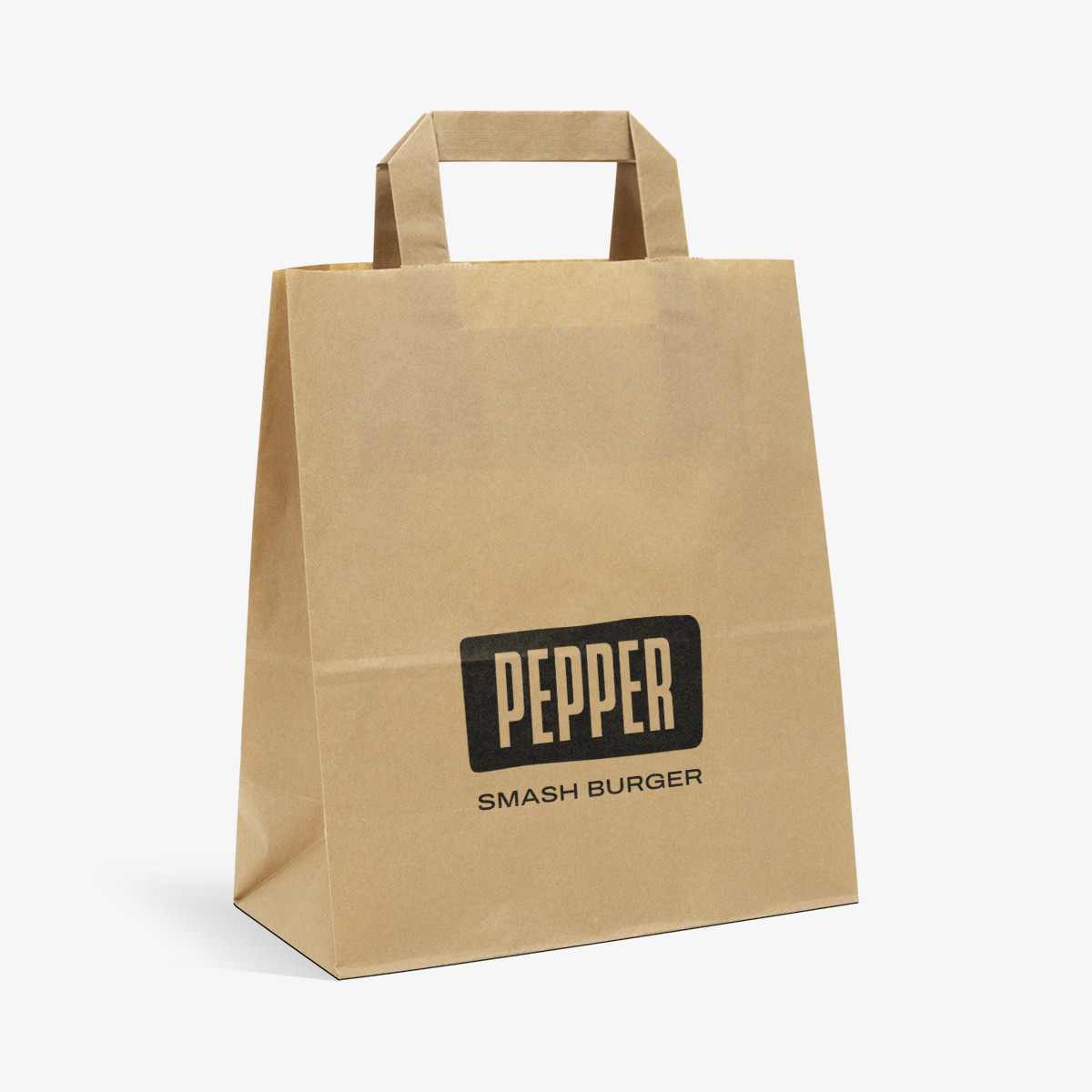 Custom Restaurant Fast Food Take Away Paper Bag with Flat Hanlde