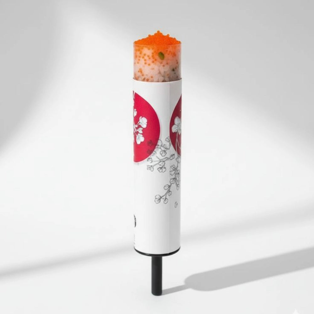 Roll-Through Sushi Transport Tube for Takeaway Use