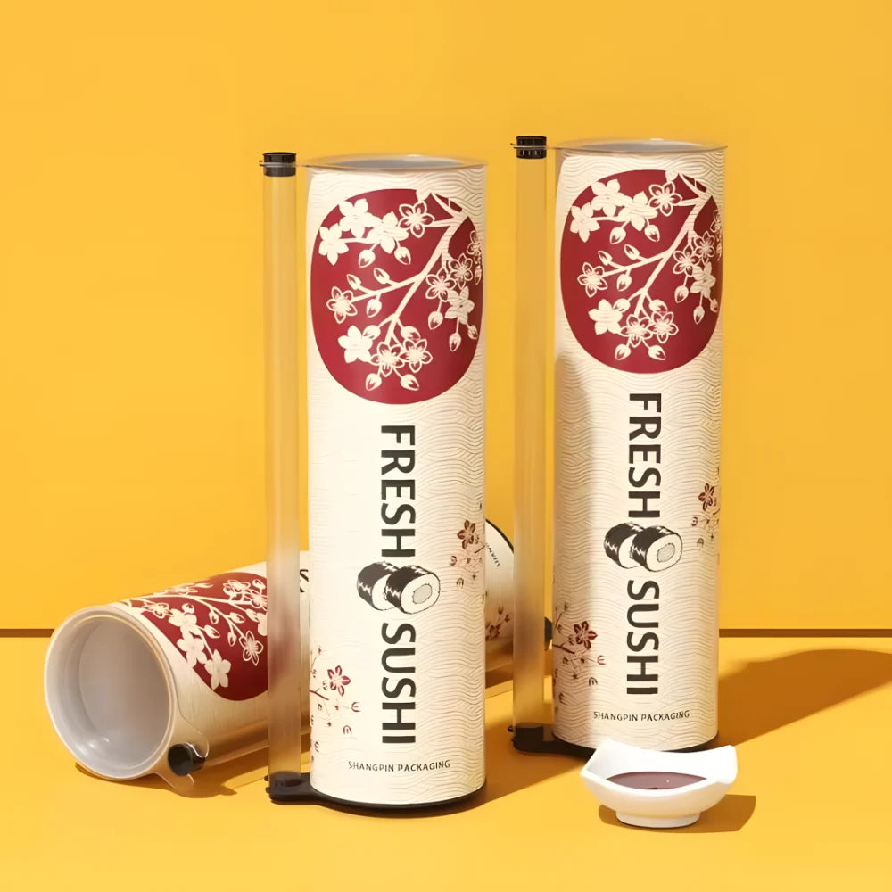Vertical Paper Sushi Tube Packaging for Takeout Brands
