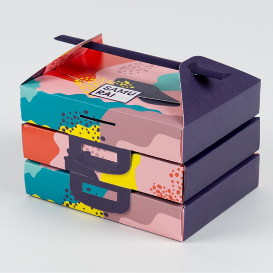 Caja de papel de sushi personalizada al por mayor para sacar cajas de papel de embalaje de comida rápida