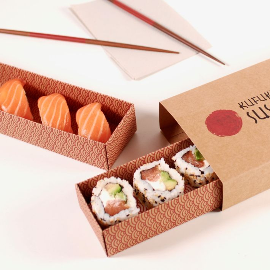 Boîte à emporter d'emballage de sushi de repas de riz de salade japonaise jetable faite sur commande