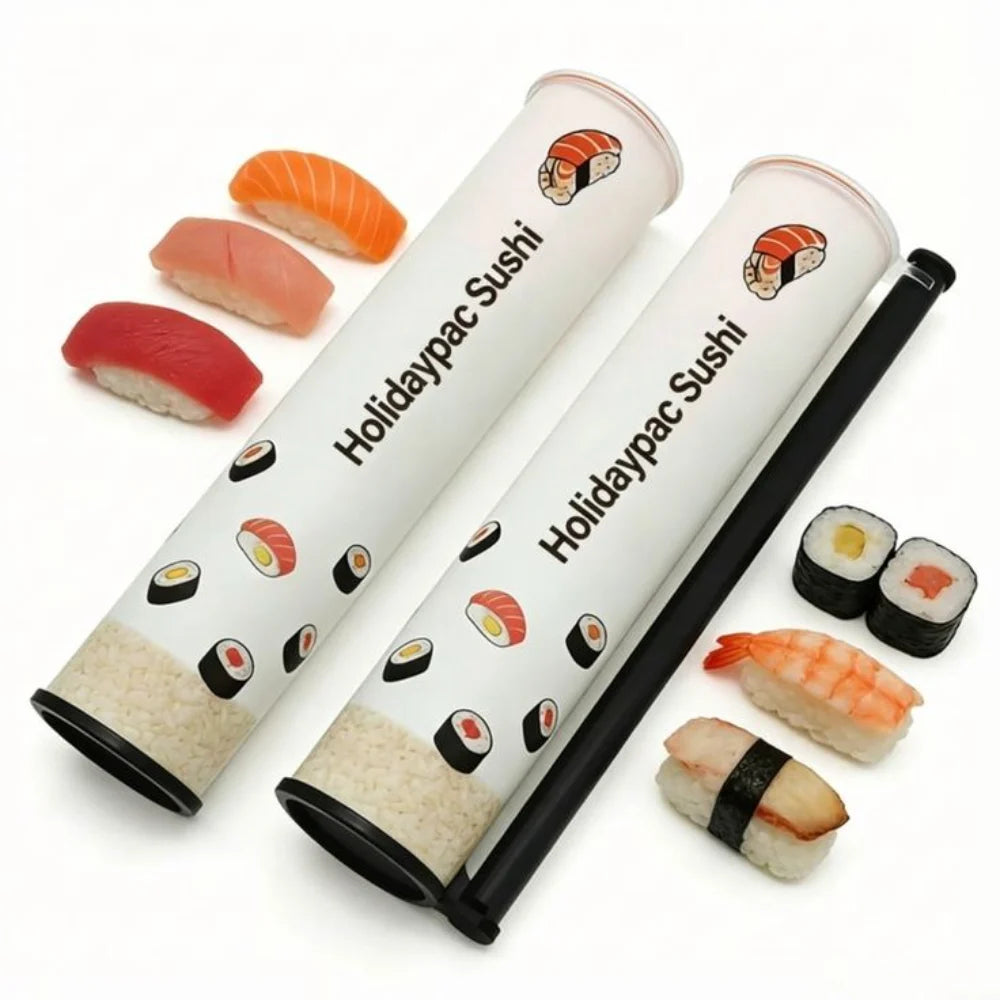 Roll-Through Sushi Transport Tube for Takeaway Use