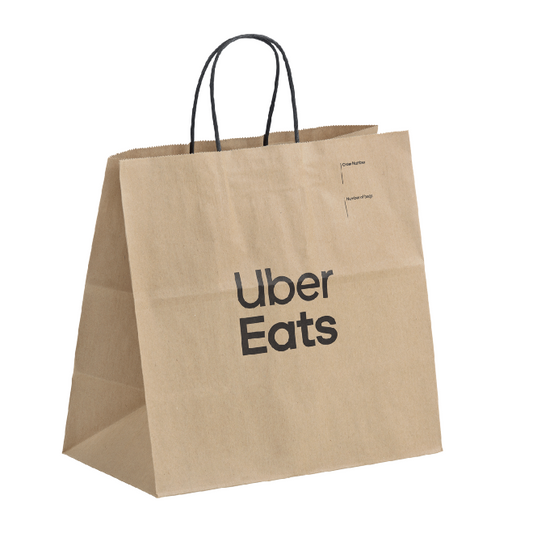 El logotipo personalizado imprimió Eco recicla la bolsa de papel del arte con las manijas para la comida para llevar el empaquetado