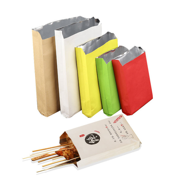 Disposable Hot Food Packing Bags Burger Sandwich Street Snacks Hot Dog Takeout Wrapping Paper Bag With Foil - Fastfoodpak