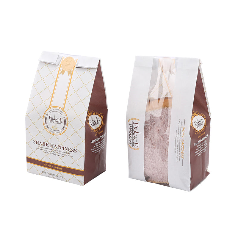 Food grade Take Away Biodegradable Kraft Paper Toast Bakery Bread Packaging Bag
