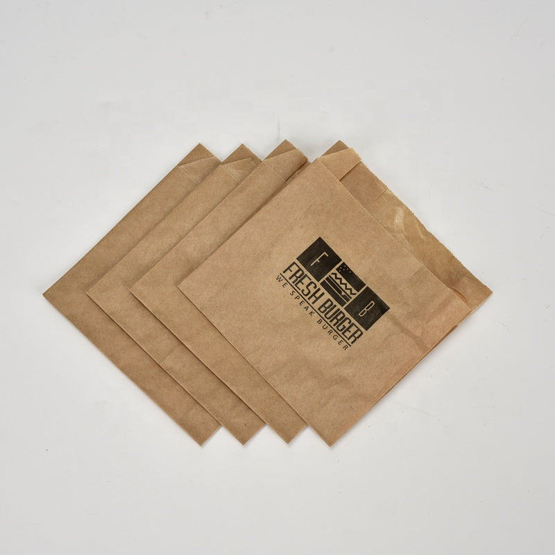 Custom printed Food Grade Flat Burger Donut Packing Satchel Paper Bag