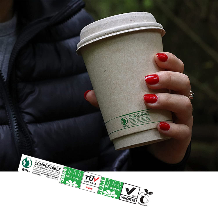 Custom Biodegradable Disposable Portable Take Away Drink Sugarcane Bagasse Paper Cup with Lid