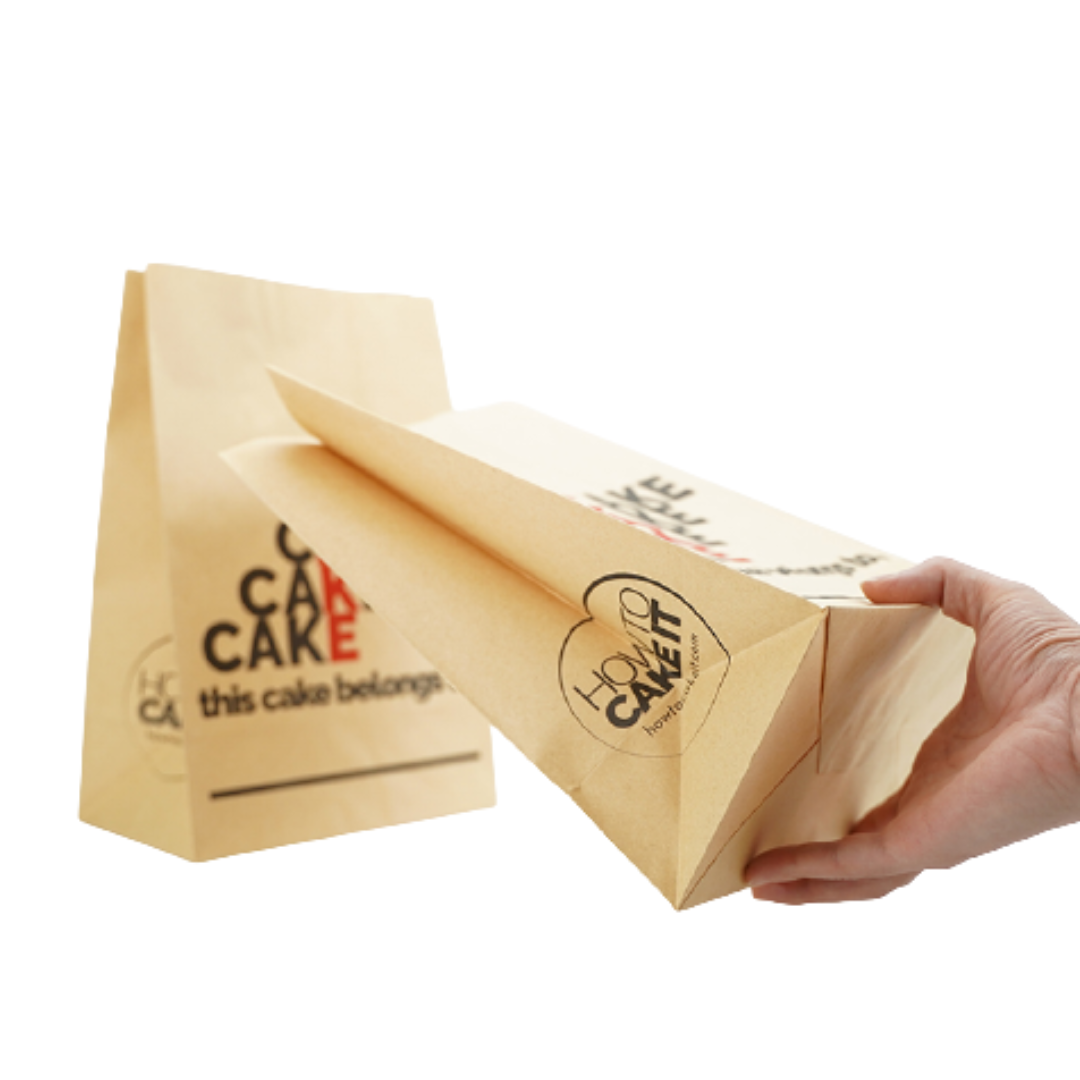 Fond carré de restauration rapide Kraft personnalisé en gros pour emporter des sacs à lunch en papier SOS à emporter