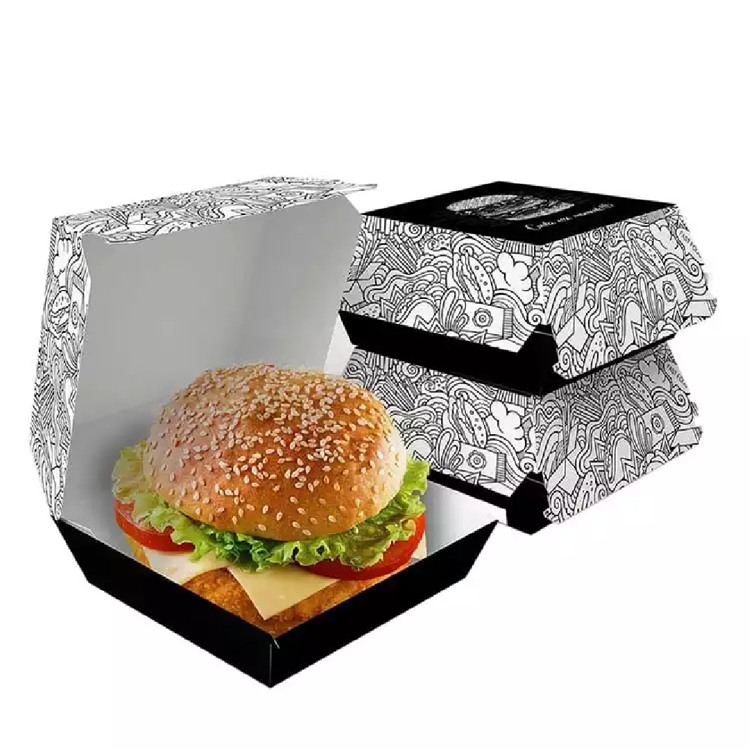 Caja de embalaje de hamburguesa de personalización comercial desechable