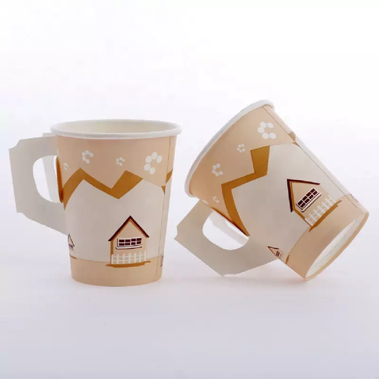 Disposable Custom Single Wall Coffee Paper Cup With Butterfly Handle For Hot Drinking - Fastfoodpak