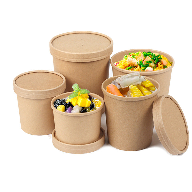 Customized Chicken Fruit Salad Takeaway Paper Food Container With Lid Packaging