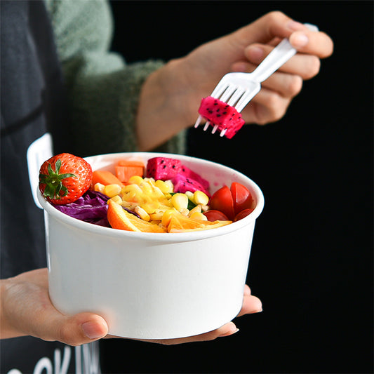 Supplier Wholesale Single PE Coating Salad Kraft Paper Food Bowl with Lid - Fastfoodpak