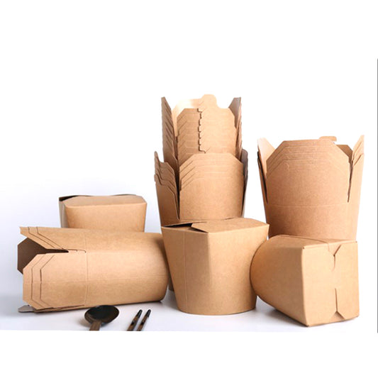 Biodegradable Food Kraft Paper Box Takeaway Disposable Paper Noodle Boxes