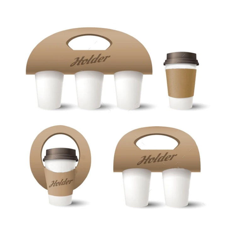 Customized Take away Hot Drink Craft Dsposable Kraft Paper Cup Carrier –  Fastfoodpak