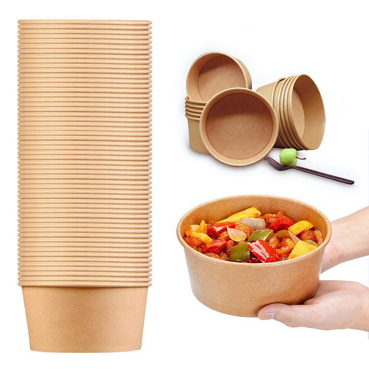 Biodegradable Eco Friendly Kraft Paper Cardboard Paper Soup Cup Bowl Salad Box Packaging