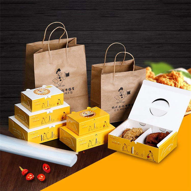Kraft Box Packaging Fried Chicken  Paper Bags Burger Packaging - 50pcs  Kraft Paper - Aliexpress