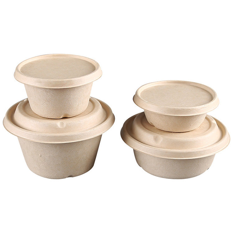 Eco Friendly Disposable Round Sugarcane Bagasse Pulp Biodegradable Bowl With Lid