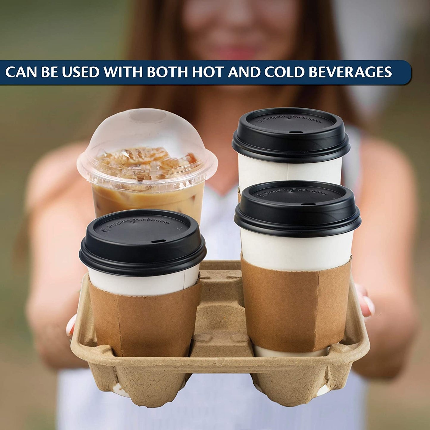 Customize Baggase Biodegradable Paper Cup Holder Takeout Cup Tray