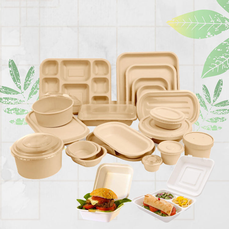 Contenedores biodegradables para ir Contenedores de almuerzo de pulpa –  Fastfoodpak