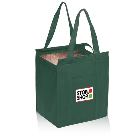 Customized Logo Printed Folding Grocery Tote Food Delivery Insulated Cooler Bag