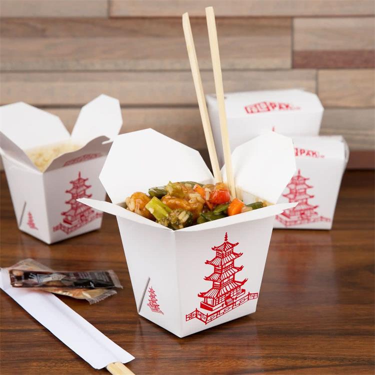 Caja de fideos de papel Kraft con asa para comida china desechable personalizada para restaurante