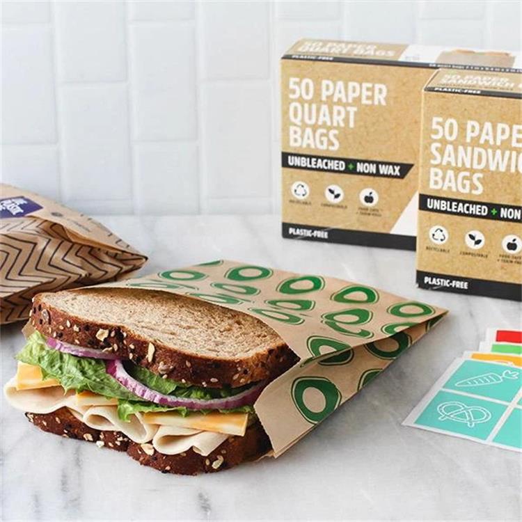 Bolsas de papel SOS de sándwich de galleta de embalaje de panadería de papel Kraft de fondo afilado en V planas impresas personalizadas