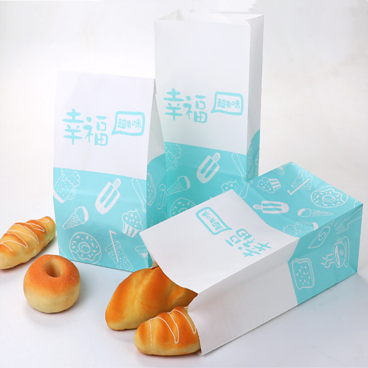 Custom printed kraft paper bag food takeaway packing paper bread bag with christmas  paper bags for food packing