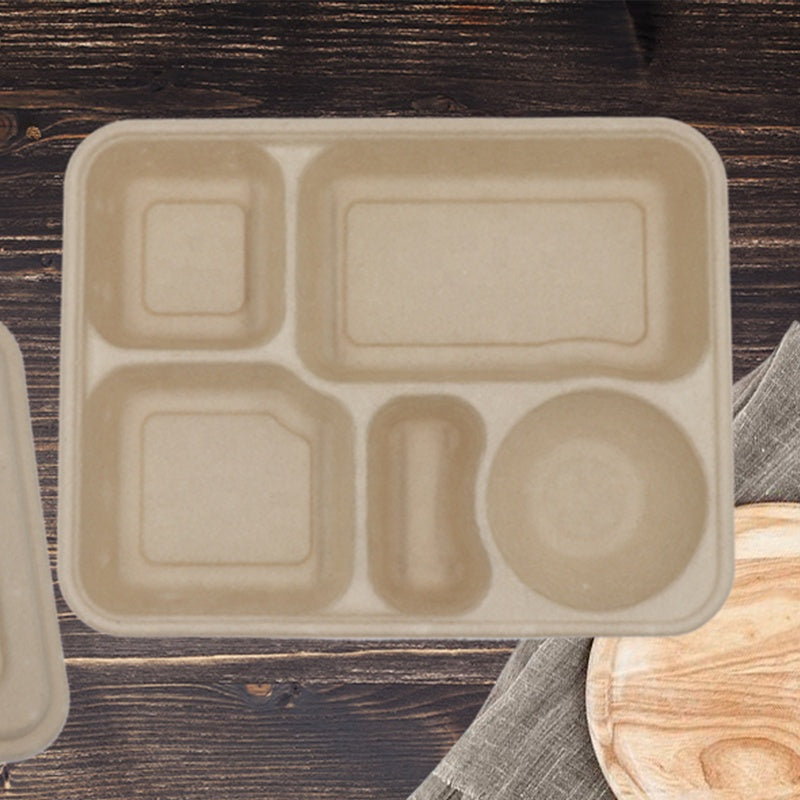 Caja de almuerzo de papel de contenedor de comida de papel de pulpa personalizada para llevar caja de comida para llevar de contenedor