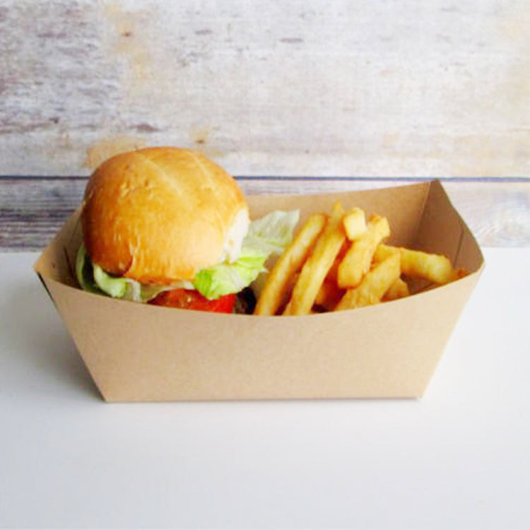 Wholesale Fried Chicken Chips Hamburger Food Packaging Disposable Kraft Paper Tray