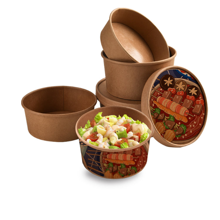 Custom Printed Kraft Paper Salad Bowl with Lid - Buy Paper Bowl, Paper Salad  Bowl, Salad bowl Product on Food Packaging - Shanghai SUNKEA Packaging Co.,  Ltd.
