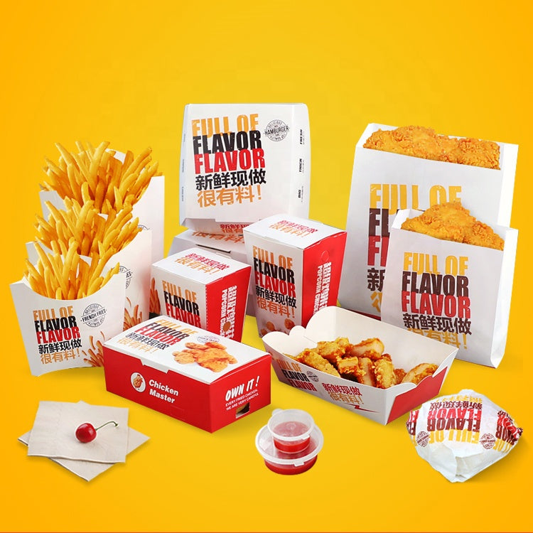 Custom Brand Printed Disposable Paper Fast Food Packaging Container Box with Logo